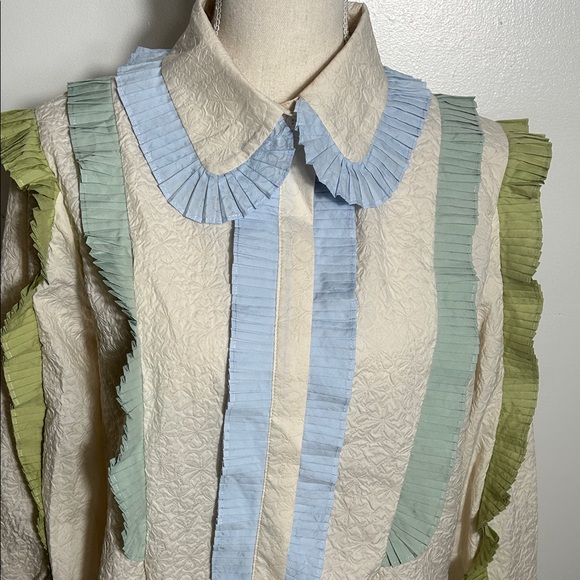 Sister Jane Cream Blouse with Ruffled Details Medium - Picture 3 of 7